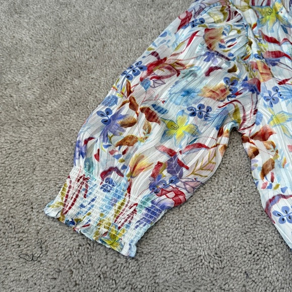 Melloday Floral Mini Sundress | Smocked Waist & Sleeves | Size S | Multicolor - Picture 4 of 11